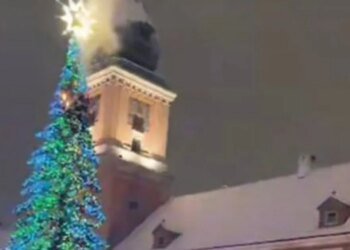В Варшаве во время празднования Нового года вспыхнула городская елка