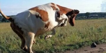 «Я в го*не», – оккупанта атаковала корова. ВИДЕО